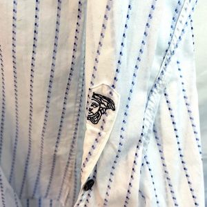 Versace Collection - Medusa Head - 'City' 39 Blue Pinstripe Shirt - 80% OFF SALE